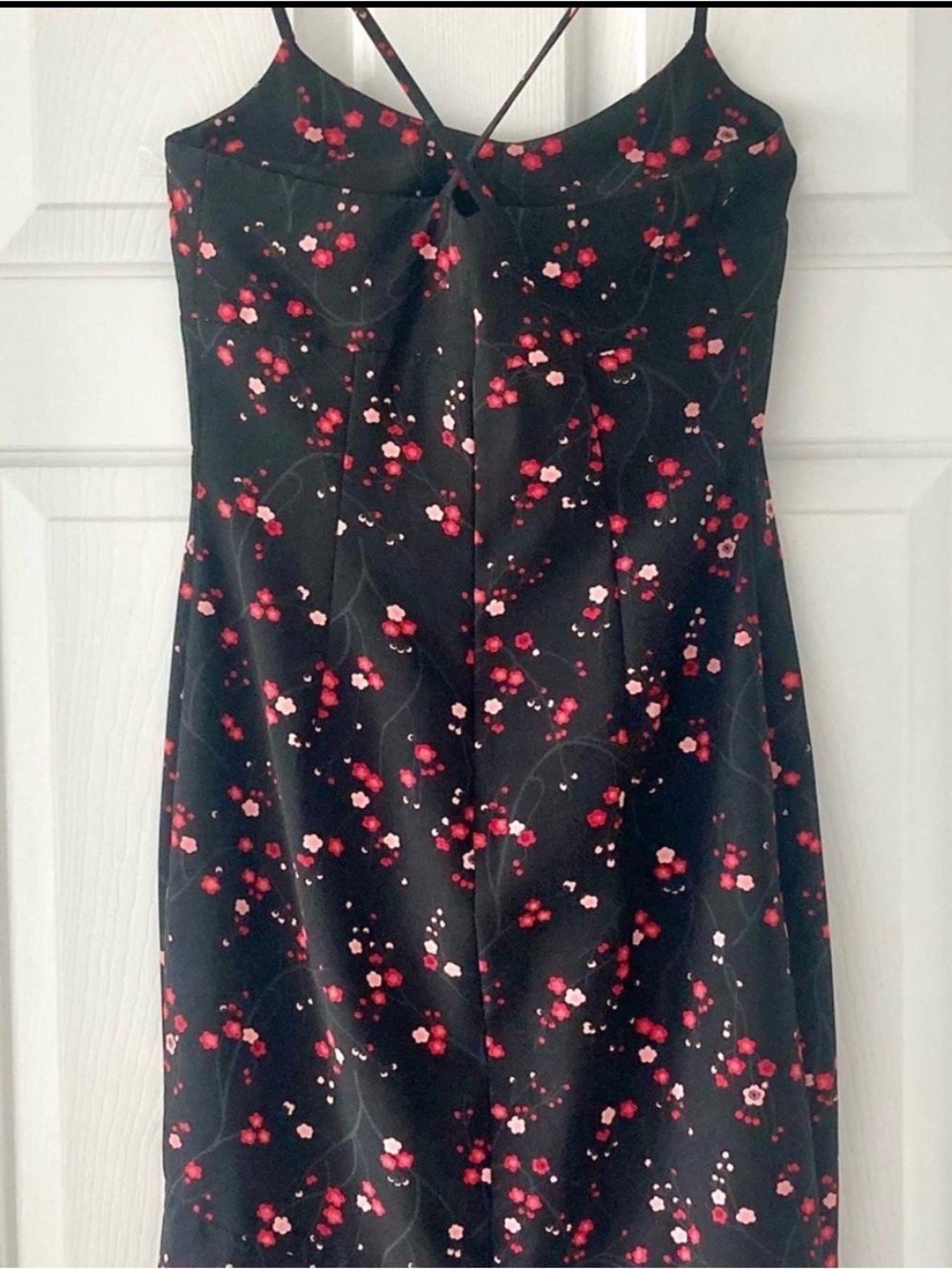 Express Black Floral Slip Dress Size 3/4 Spaghetti Strap Midi EUC - Picture 7 of 7